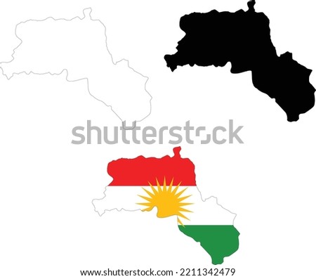 Map of Kurdistan. Flag of  Kurdistan maps territory. Outline map Kurdistan. flat style.