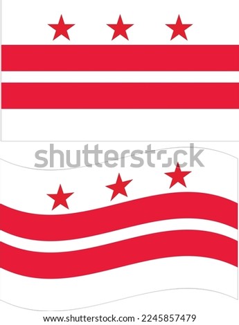 Waving flag of Washington DC. Washington DC flag on white background. flat style.