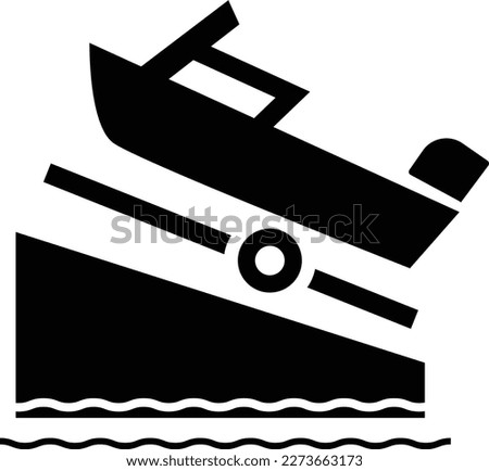Motor boat marina icon on white background. boat ramp sign. launching boats symbol. flat style.