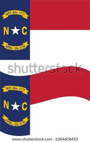 Waving flag of North Carolina State. North Carolina State flag on white background. flat style.