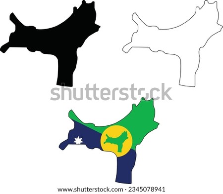 Christmas Island Map. Iraq Map Outline. Christmas Island vector map with the flag inside. flat style.