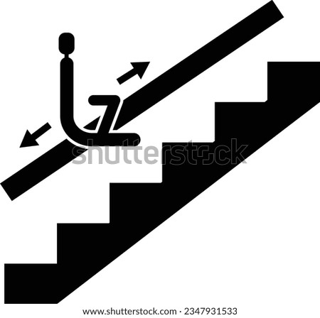 Disabled access elevator lift escalator icon. Stair lift sign. Chair stair lifts symbol. flat style.
