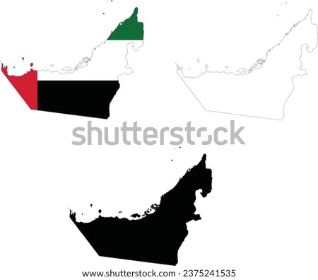 United Arab Emirates Map icon. United Arab Emirates Map Clipart. United Arab Emirates Flag Map sign.United Arab Emirates Outline. flat style.