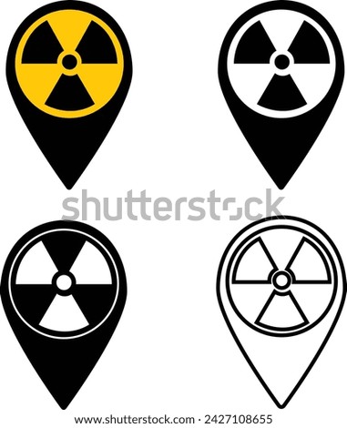 Map nuclear pin icon. Nuclear waste disposal sign. radioactive and nuclear pointer symbol. flat style.
