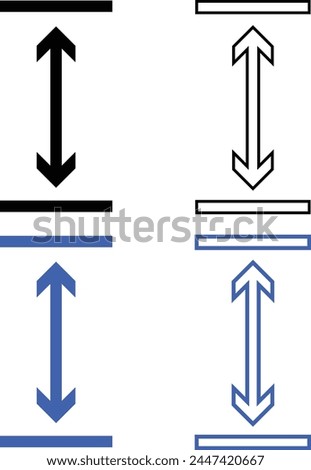 Vertical arrows between lines icon. Outline vertical arrows between lines sign. flat style.