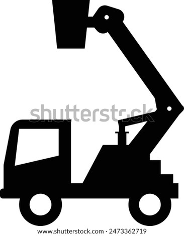 Cherry picker truck icon. Crane basket sign. Crane truck with basket symbol. Bucket truck logo. flat style.