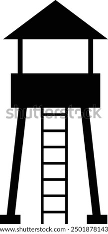 Watchtower icon. Guard tower sign. Observation tower for the protection of the territory symbol. flat style.