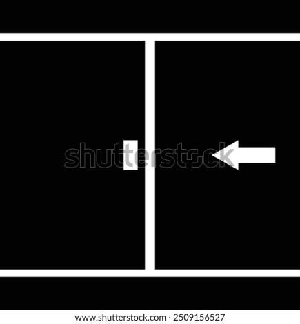 Sliding door icon. Slide to open door arrow sign. Sliding door open left side slide exit path signage symbol. flat style. 