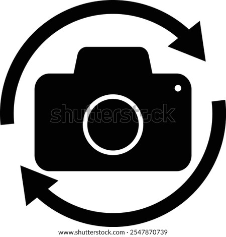 Flip and switch the camera icon. Button icon to switch cameras video call. Switch camera sign. Rotate camera symbol. flat style.