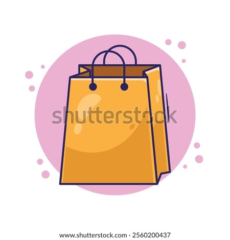 Draw cartoon brown paper shopping bag icon mascot symbol illustration. Shopping bag symbol for web and online or offline store