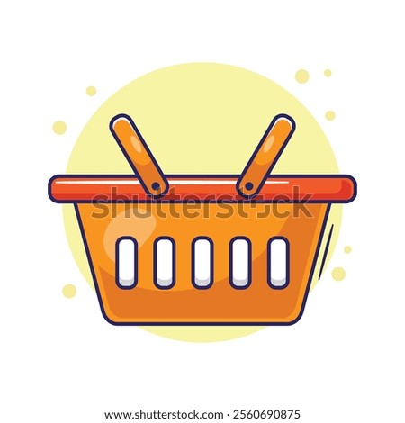 Empty shopping basket or cart cartoon illustration object for online and offline business store icon