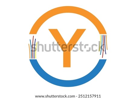 Electric wire ,optical fiber cable line icon vector templet with latter Y