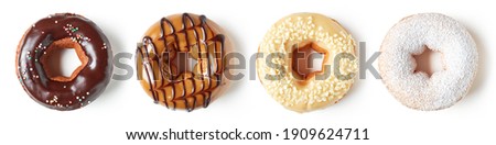 Similar – Image, Stock Photo chocolate glazed donut or doughnut with bite missing