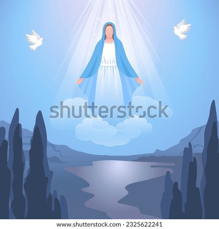  Feast of the immaculate conceptionBlessed Virgin Mary or Mother of God. Assumption of Mary.Vector illustration for Christian and Catholic communities, design, decoration of religious holidays,