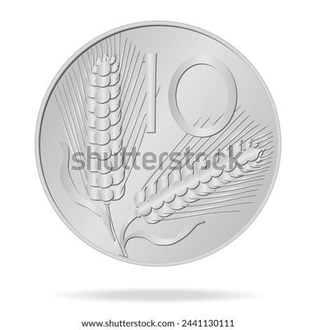 10 Lire of Italy on a white background. 3D vector illustration
