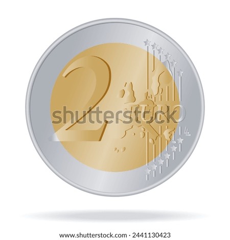 2 EURO coin drawn in vector style on a white background	