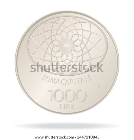1000 Lire of Italy. Coin. Vector illustration on a white background