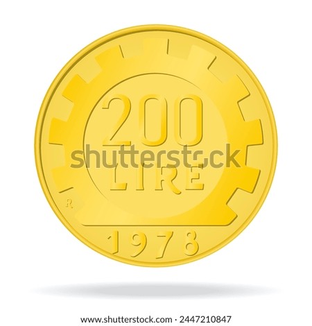 200 Lire of Italy. Coin. Vector illustration on a white background