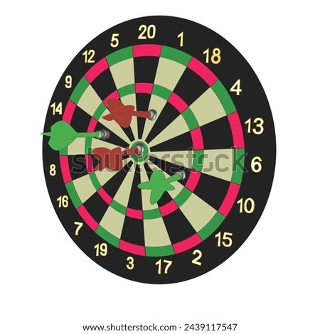 Dartboard game with four pins. Vector illustration.