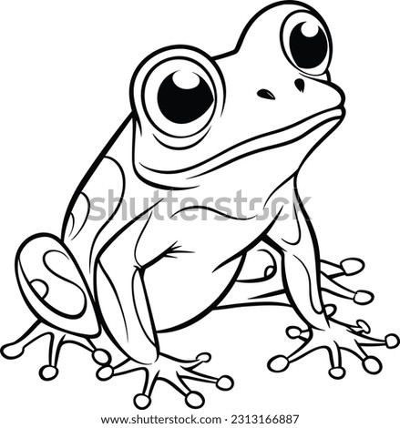 Frog, colouring book for kids, vector illustration