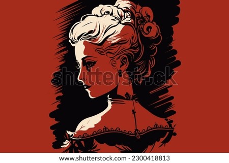 Doodle inspired Countess, cartoon sticker, sketch, vector, Illustration