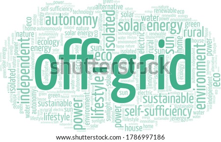 Off-grid word cloud isolated on a white background