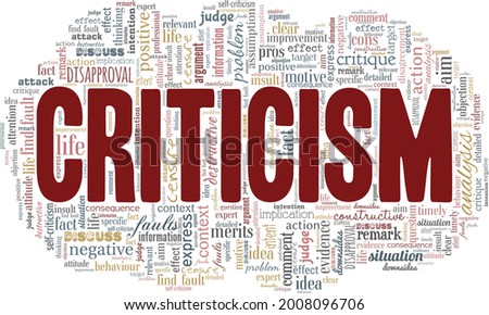 Criticism vector illustration word cloud isolated on a white background.