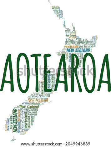 New Zealand - Aotearoa vector illustration word cloud isolated on white background.