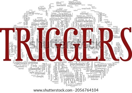 Emotional triggers vector illustration word cloud isolated on white background.