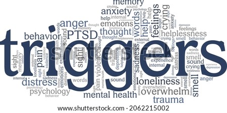 Emotional triggers vector illustration word cloud isolated on white background.