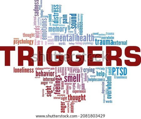 Emotional triggers vector illustration word cloud isolated on white background.
