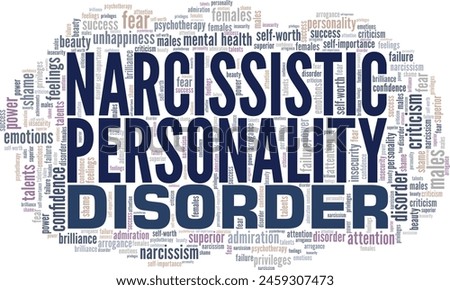 NPD Narcissistic Personality Disorder word cloud conceptual design isolated on white background.