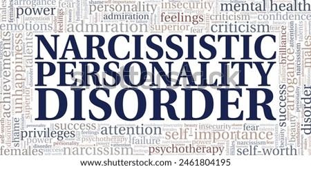 NPD Narcissistic Personality Disorder word cloud conceptual design isolated on white background.