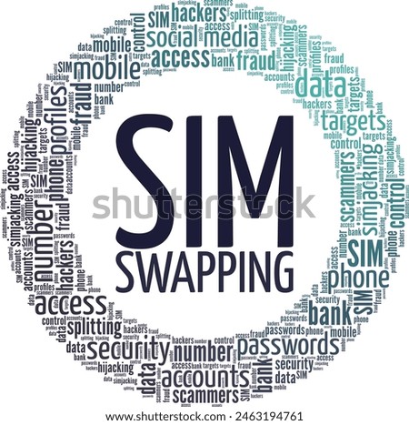 SIM Swapping word cloud conceptual design isolated on white background.