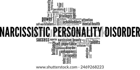 NPD Narcissistic Personality Disorder word cloud conceptual design isolated on white background.