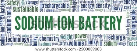 Sodium-ion Battery word cloud conceptual design isolated on white background.