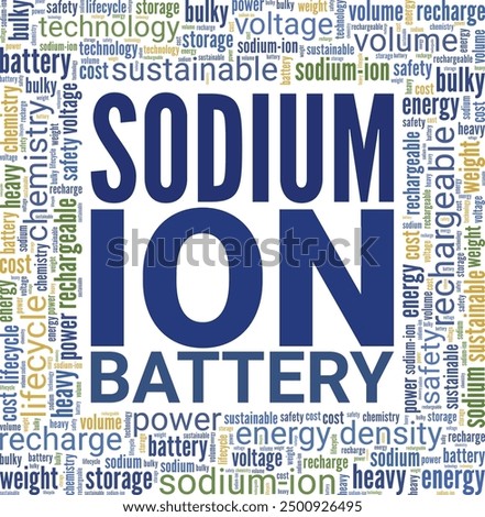 Sodium-ion Battery word cloud conceptual design isolated on white background.