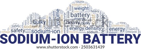 Sodium-ion Battery word cloud conceptual design isolated on white background.