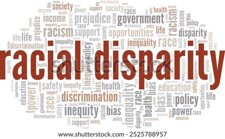 Racial Disparity word cloud conceptual design isolated on white background.