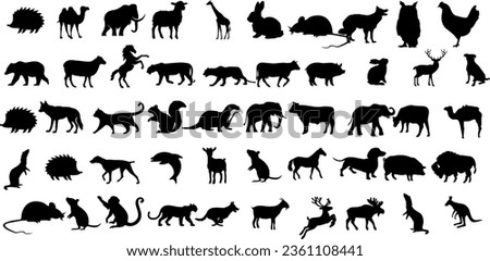 50 mammals silhouette vector illustrations. These meticulously crafted animal graphics capture the essence of wildlife.these versatile mammal are Perfect for nature-themed designs, wildlife concepts,
