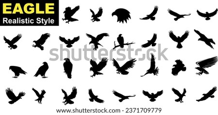Eagle Vector Illustration Set, Black and White Silhouettes. Collection of 30 Different Eagle Poses, Perfect for Logos, Designs, and More.