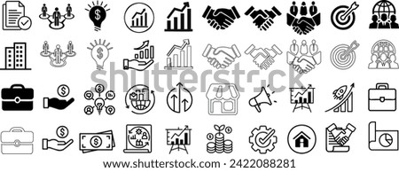 Business, finance, technology icon vector set, Versatile web, app design, infographics outline icons on white background,