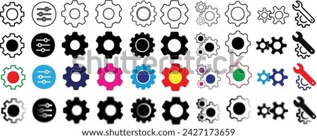 setting icon Vector ilustration, gear icon for web design, app interface. Colorful, black and white, editable, scalable graphic elements for mechanical concepts