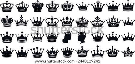 crown silhouette, crown vector set, royalty, luxury, power