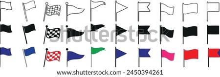 vector flag icon set, diverse Flags icon vector designs, waving flag on white background. Perfect flag vector for events, sports, signaling, decoration. Represents diversity, unity