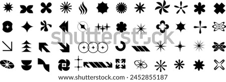 abstract shape, Vector icon set, black symbols collection, arrows, stars, abstract shapes, design elements, web graphics
