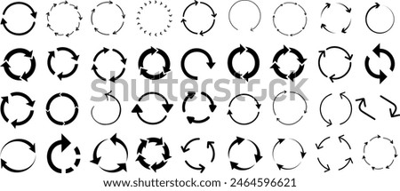 circular arrow icons, cycle arrow representing refresh, update, and circular motion. Perfect round arrows for web design, user interface, infographic, rotation, and reload symbols