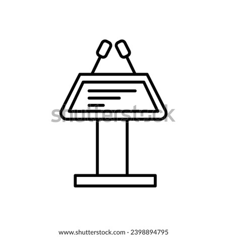 Keynote presentation vector icon. Speaker speech keynote vector symbol in black and white color.