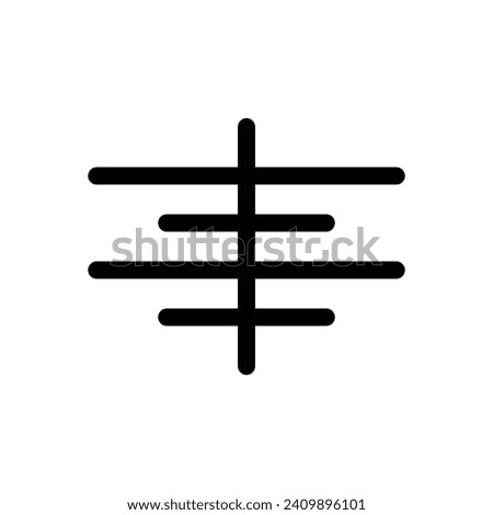 Alignment Tool and Central Layout Line Icon. Text Centering and Design Icon in Black and White Color.