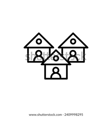 Residential Area Line Icon. Local community housing icon in black and white color.